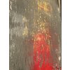 ON FIRE – modern texturált absztrakt festmény piros–arany kontraszttal