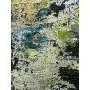 AMAZONAS modern akril festmény textúrája kék, zöld, fehér és lime részletekkel.