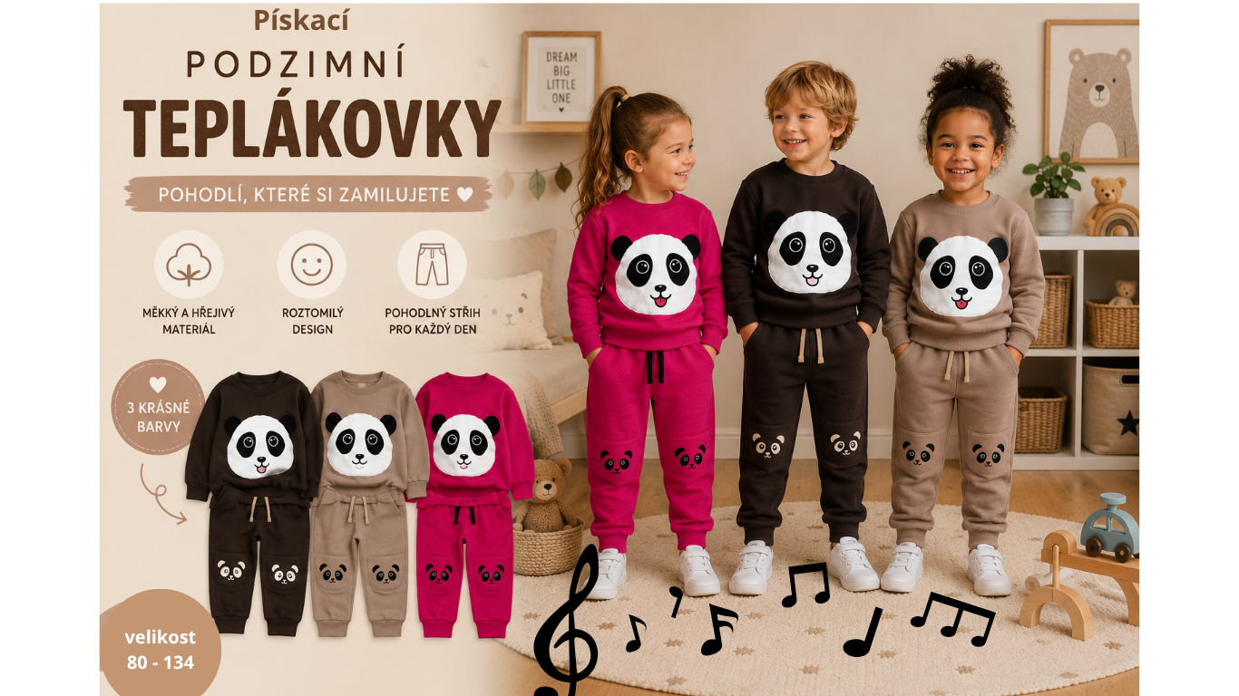pískací mikiny a tepláky