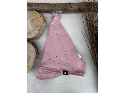 Šátek s kšiltem zlatý prsk na starorůžové