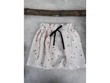 Dětská mušelínová sukně srdce sand