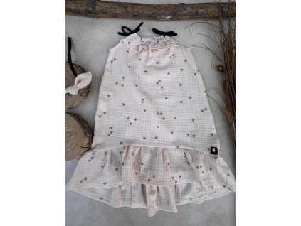 Dětské mušelínové šaty srdce sand