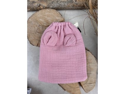 Mušelínová mycí žínka - Teddy pink