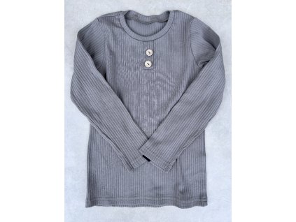 tričko žebrované BASIC taupe knoflík