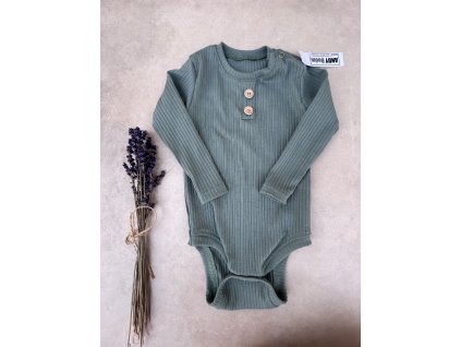 Body žebrované BASIC Big dusty Mint dlouhý rukáv