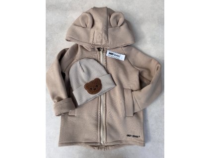 Dětská mikina/kabátek na zip Bear mocca