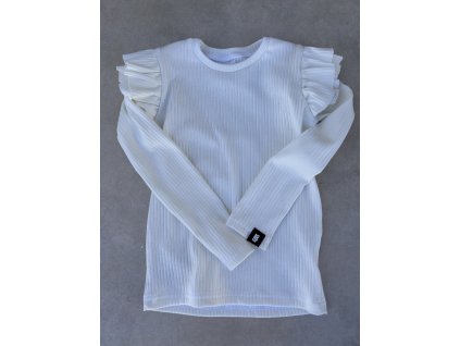 Dívčí tričko s volánky smetana dlouhý rukáv