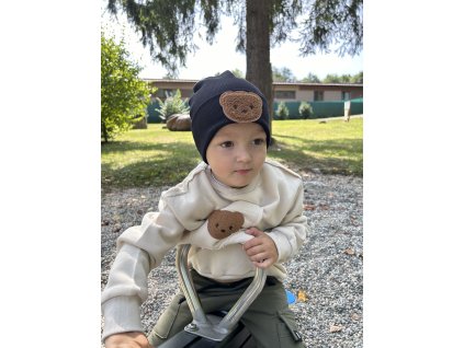 čepice žebrovaná Little Bear black - jaro