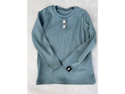 tričko žebrované BASIC dusty mint knoflík