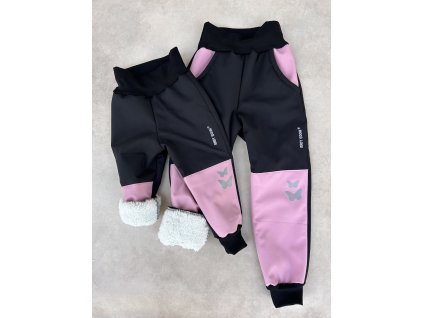 Softshellové kalhoty s beránkem black/rose