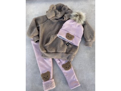 Dětské legíny žebrované vyteplené Little Bear starorůž