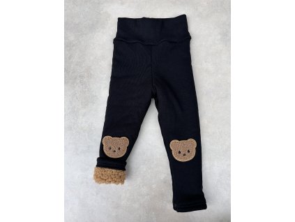 Dětské legíny žebrované vyteplené Little Bear black