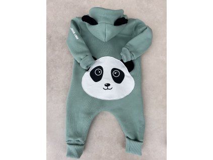Dětský teplákový overal panda dusty mint rostoucí
