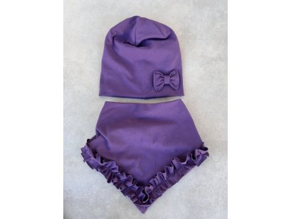 Dětská čepice AB4K borůvka s mašličkou