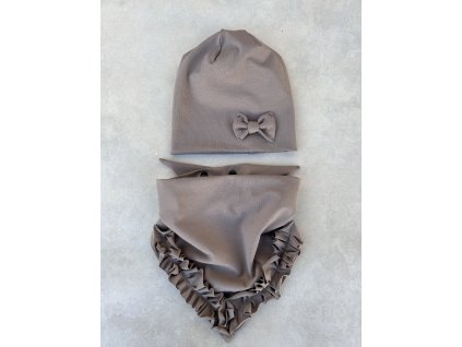 Dětská čepice AB4K cappuccino s mašličkou