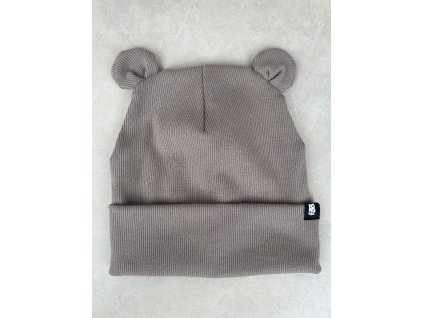 Dětská čepice žebrovaná mocha AB4K s ušima