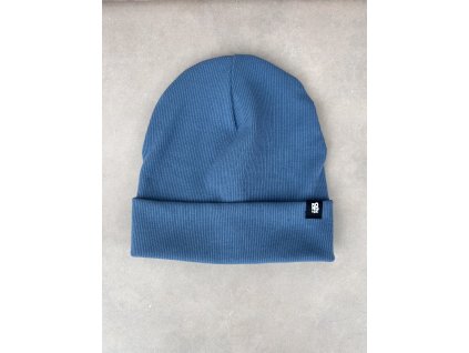 čepice žebrovaná denim modrá AB4K
