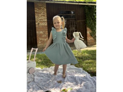 Dětské mušelínové šaty Viola dusty mint