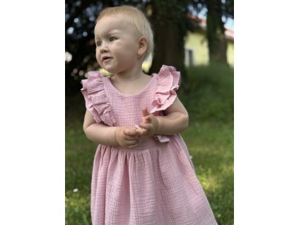 Dětské mušelínové šaty Viola starorůžové