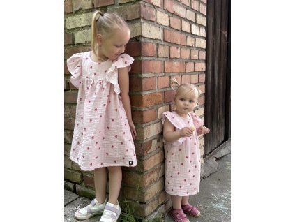 Dětské mušelínové šaty malina