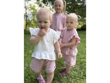 Dětské mušelínové kraťase golden dots