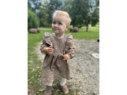 Dětské mušelínové šaty brown mini flowers