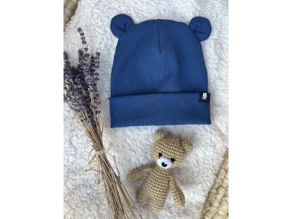 Dětská čepice žebrovaná švestková AB4K s ušima