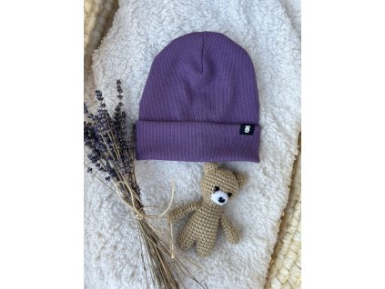 Dětská čepice žebrovaná borůvková AB4K