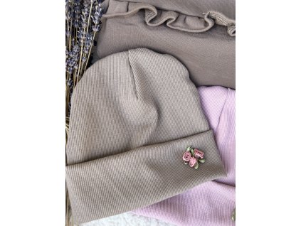 čepice žebrovaná Little girl mocha rose