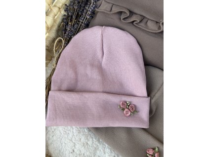 čepice žebrovaná Little girl rose rose