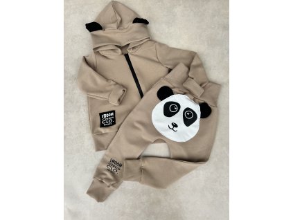 Dětská mikina na zip panda mocca