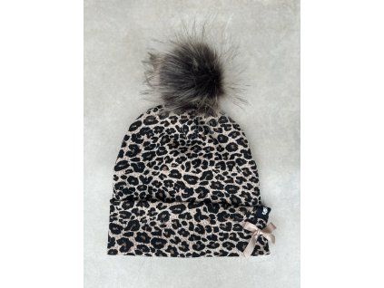 Zimní čepice žebro gepard bambule