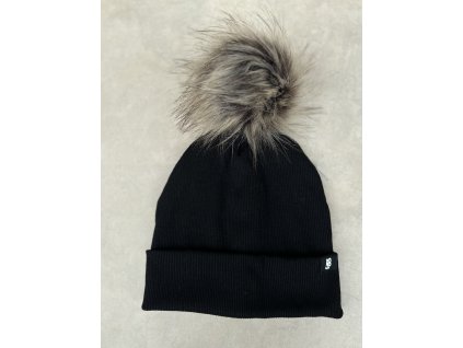 Zimní čepice žebro black bambule