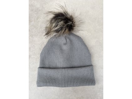 Zimní čepice svetrovina grey bambule
