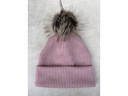 Zimní čepice svetrovina old rose bambule