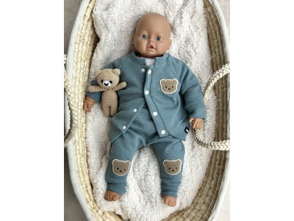 Dětská mikina na druky Mini LITTLE BEAR - dusty mint