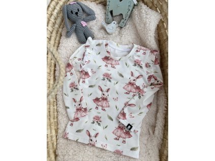 Dívčí tričko s volánky Bunny rose s dlouhým rukávem