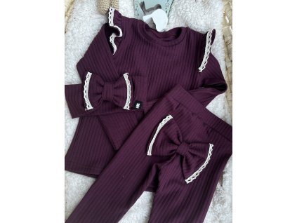 Dětské legíny višňové s mašličkou