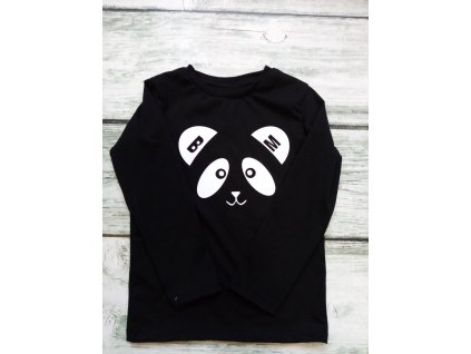 Dětské tričko black panda s dlouhým rukávem