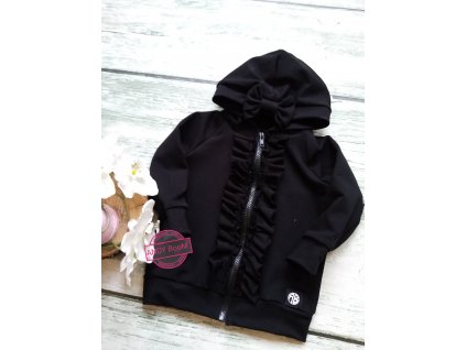 mikina černá s volánky okolo zipu