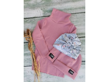 Dětský rolák žebrovaný starorůžový