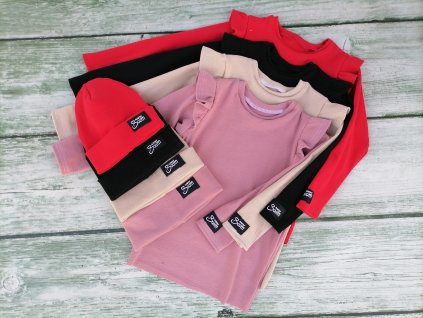 Dívčí tričko BASIC žebro - Little girl černé s dlouhým rukávem