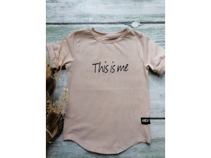 Dětské tričko BASIC béžové - THIS IS ME s krátkým rukávem