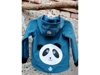 Dětská softshellová bunda panda petrol