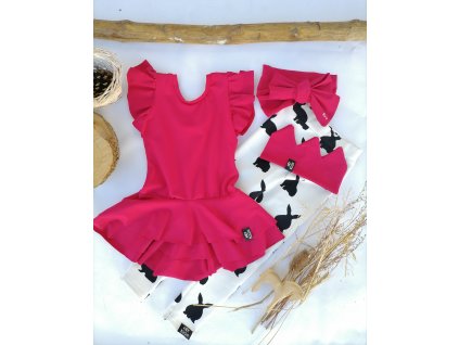 Dívčí tričko MIA magenta s volánky a bez rukávů