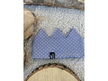 bavlněná čelenka korunka puntík na šedé