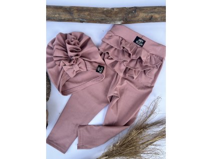 Dětské legíny s volánky old rose