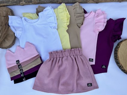 Dětská mušelínová sukně starorůžová