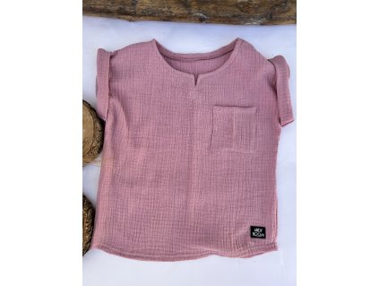 Dětské tričko mušelín starorůž bez rukávů