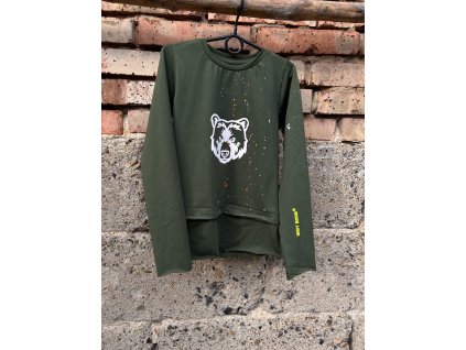 tričko STREET Boom bear khaki s dlouhým rukávem